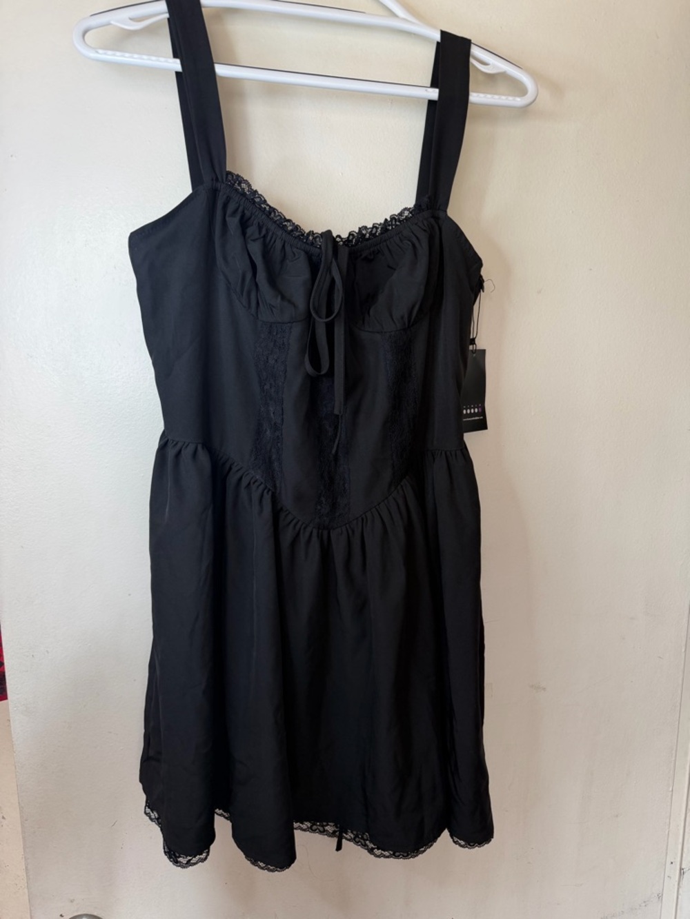 Honey & Sulphur Black Lace-Up Corset Mini Dress NWT XL Goth Babydoll